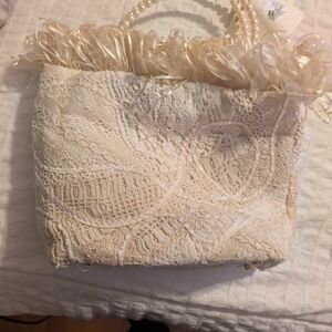 Chic Lace Women's Clutch with Pearl Handle